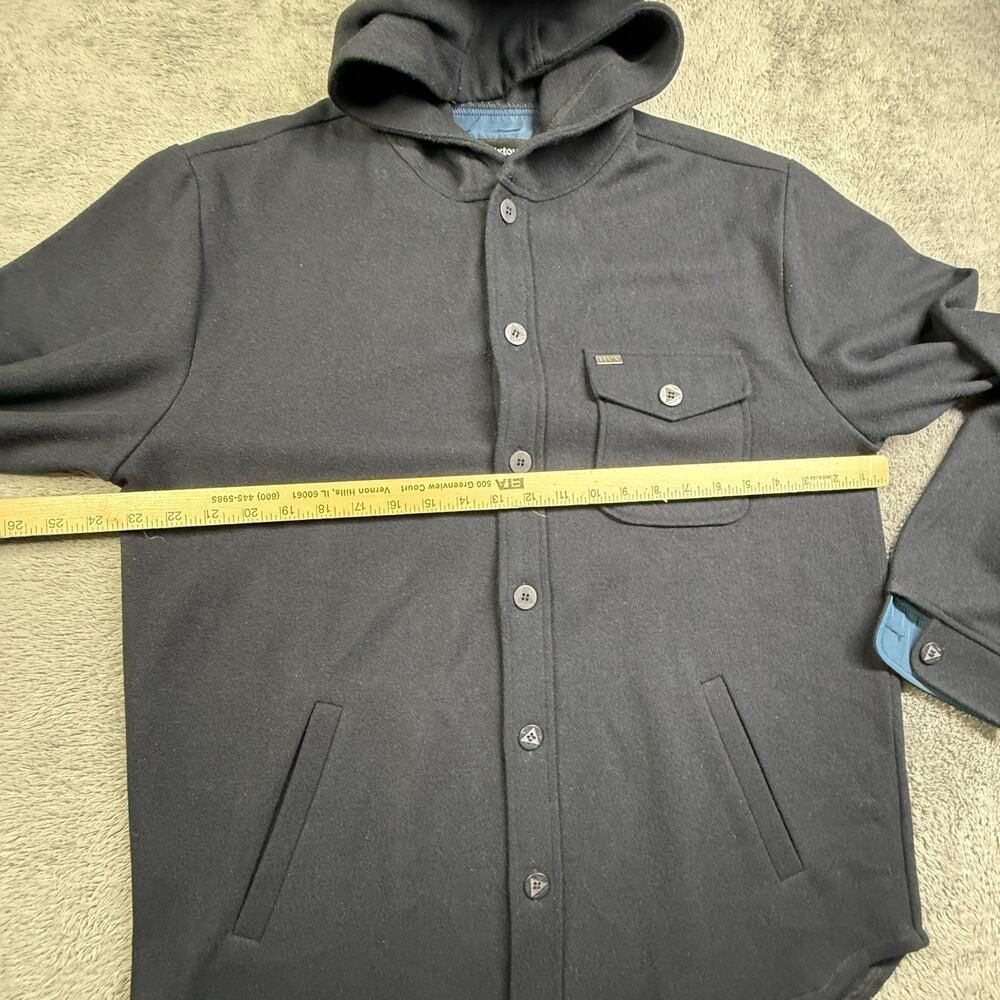 Brixton Wool Blend Jacket Coat Button Up Hooded Shacket Navy Blue Mens L - Picture 5 of 9